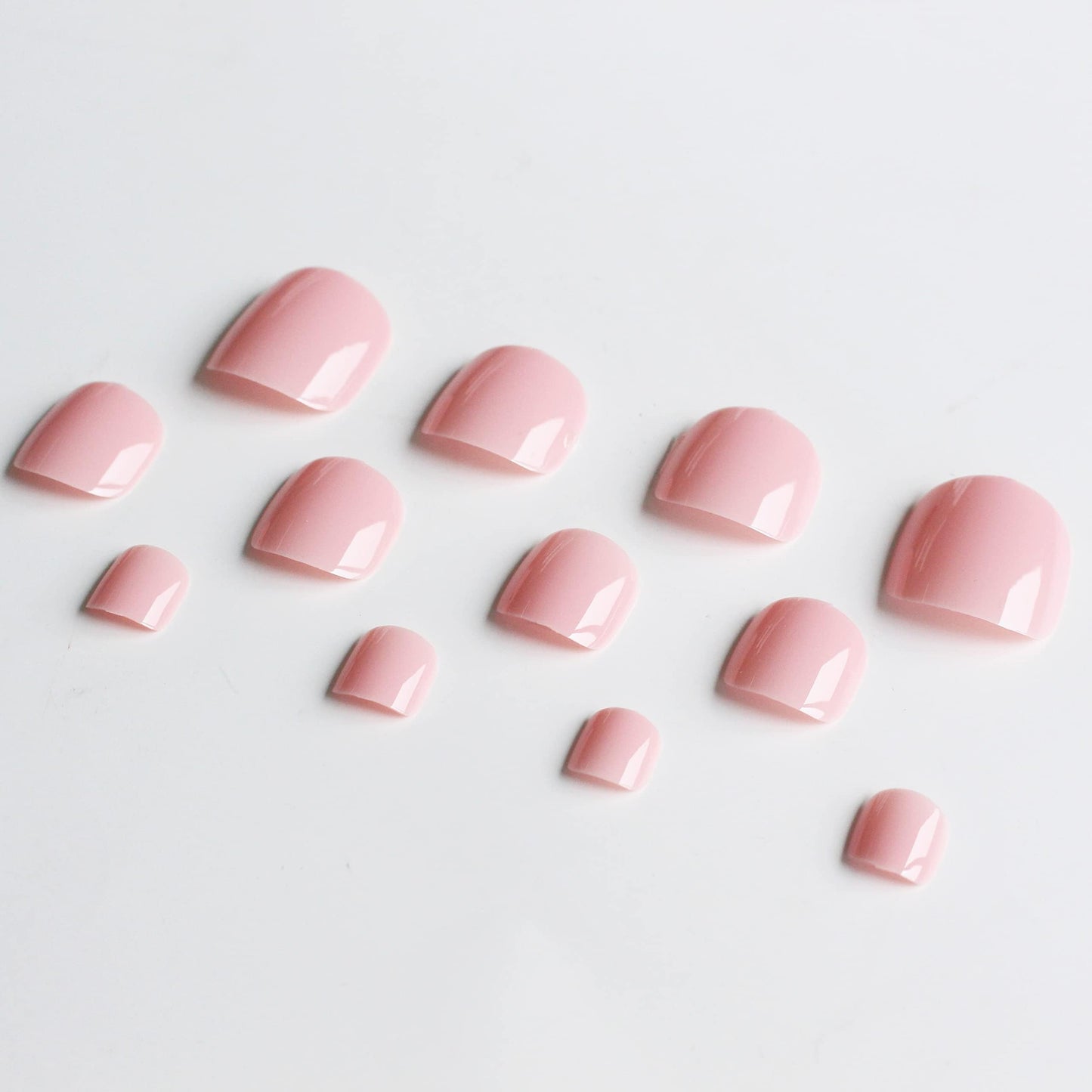 KXAMELIE Baby Pink Press on Toes Short Square &Hot Pink Swirls Press on Nails Short Square For Beach Party Daily Decoration in 48 PCS