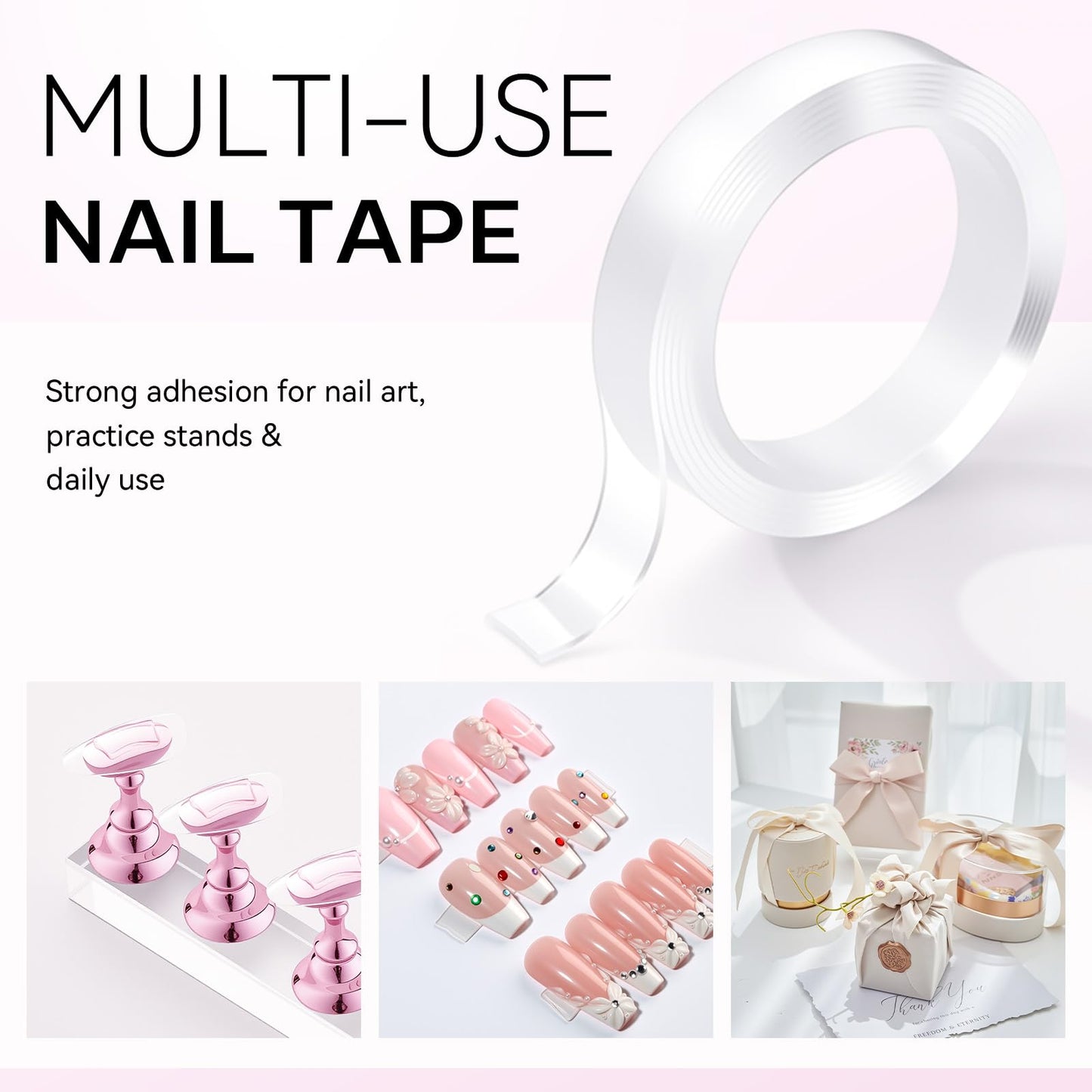 Makartt Nail Stand for Nails Art Display Practice Nail Holder for Painting Nails Stand for False Nail Press On Designs Magnetic Fake Nail Holder with 1M Double-sided Tape For Home DIY Salon Supplies