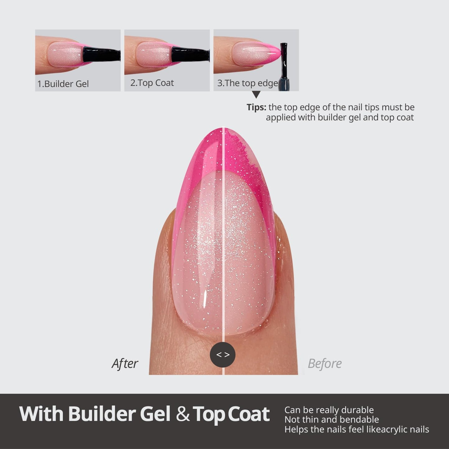 BTArtboxnails XCOATTIPS 5 Brighter Pastel French Tip Press on Nails - XXS Square, Cat Eye Base, 4-Week Wear, Easy-to-Apply, Soak Off, Salon Quality Value at Home, 16 Size - 160 Short Fake Nails