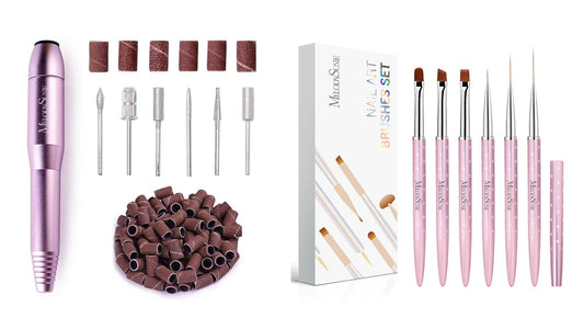 MelodySusie PC120B Portable Electric Nail Drill and 6pcs Nail Art Brushes Set