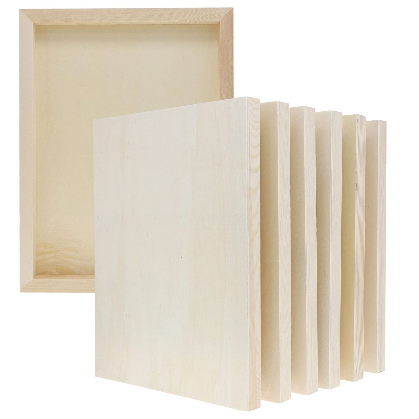 Bright Creations Canvas Boards for Painting - 9 x 12 in, Natural Wood, 6-Pack, Unfinished Deep Cradle - for DIY Wood Panel Signs & Painting Crafts