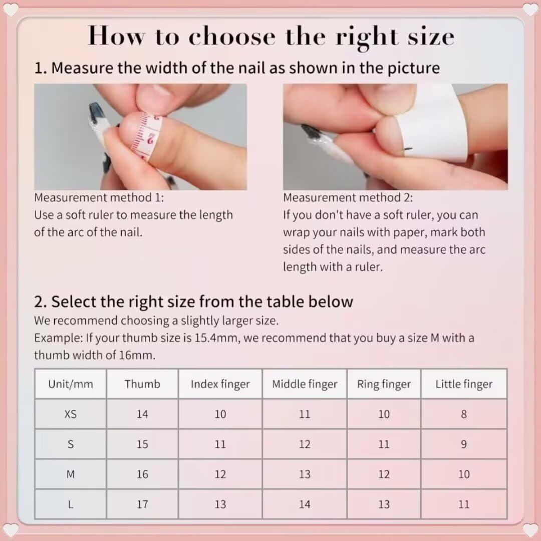 MAGLFELL Press On Nails - Handmade French Almond Fake Nails, French Nails Design, Reusable Artificial Almond False Nails for Women 10 Pcs 3D Acrylic Nails Kit (Size M)