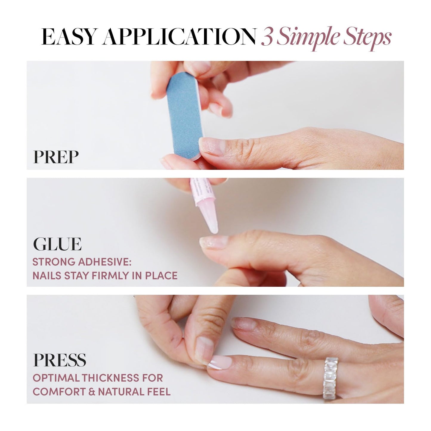 Glamnetic Press On Nails - Something Blue | Short Almond Fake Nails, Baby Blue with a Glossy Glazed Finish, Salon Quality | 15 Sizes - 30 Nail Kit with Glue