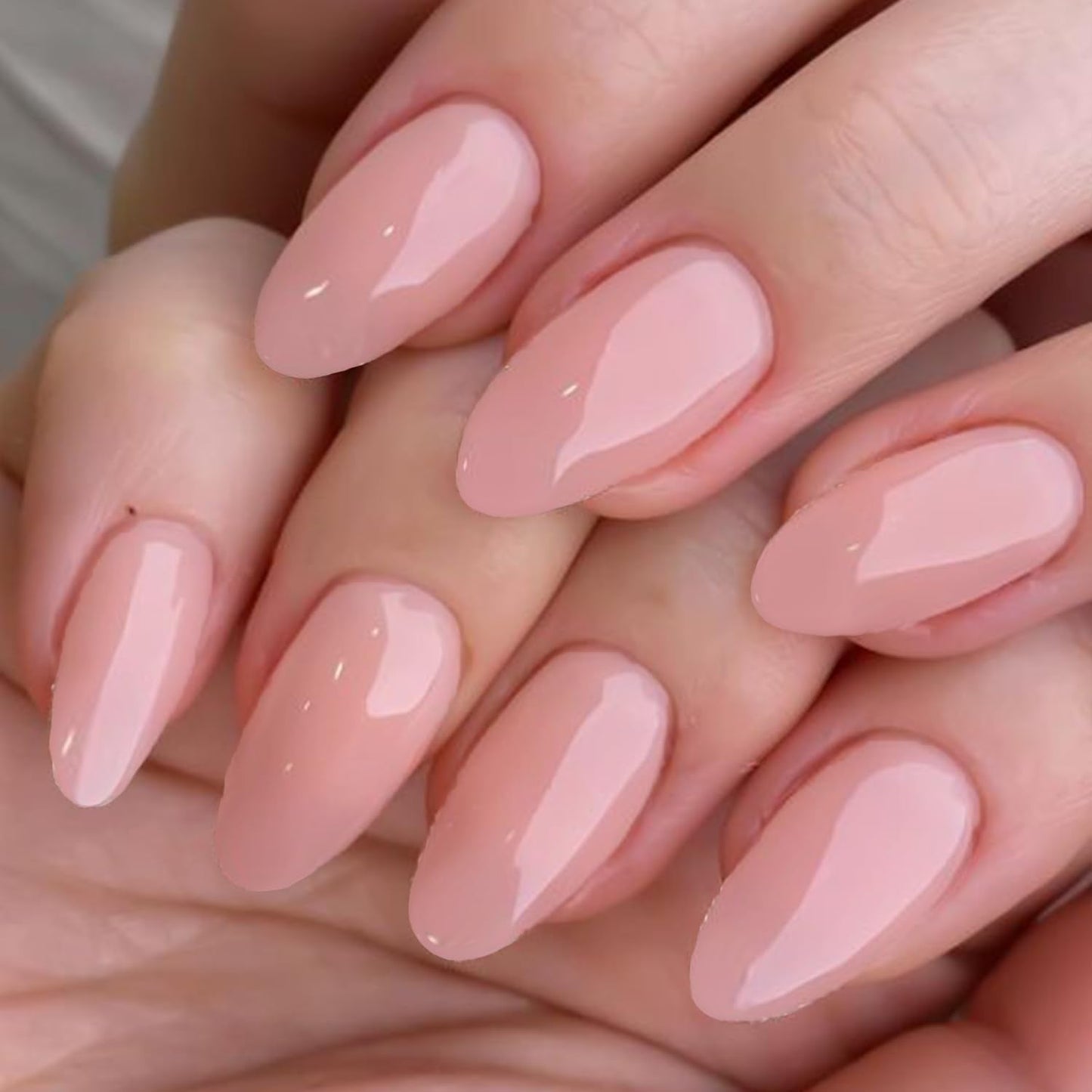 GLAMERMAID Nude Pink Press On Nails Short Almond, Handmade Jelly Soft Gel Nails Round Oval Fake Nails, Soft Jelly Gel Nail Tips Deep Burgundy Round Fake Nails, Natural Deep Red Stick Glue on Nails