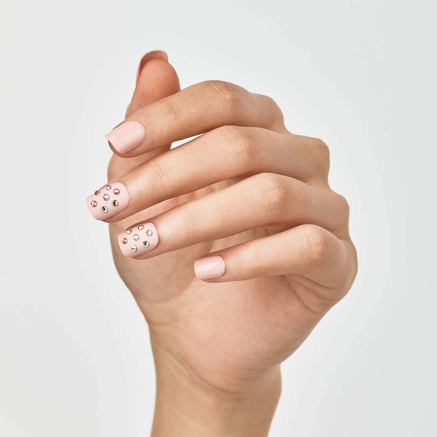 KISS imPRESS No Glue Mani Press On Nails, Design, 'Petite Secrets', Pink, Petite Size, Squoval Shape, Includes 30 Nails, Prep Pad, Instructions Sheet, 1 Manicure Stick, 1 Mini File
