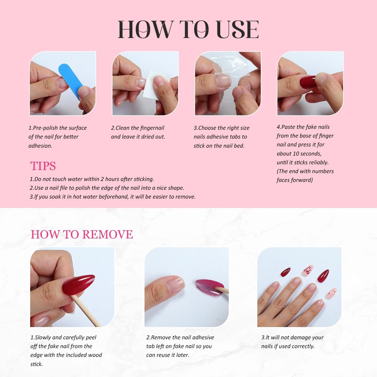 Handmade Press on Nails Square Shape Luxury Medium Hand Made Nails with 3D Pearl & Golden Embossed Design Full Cover White French Tip False Nail for Women (M)
