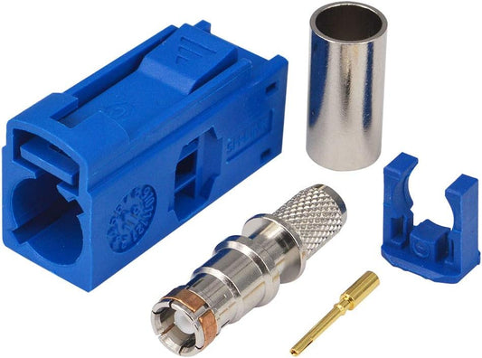 RG58 LMR195 5PCS GPS telematics or Navigation RF Coax Connector Fakra C Straight Crimp Jack Female Blue Adapter