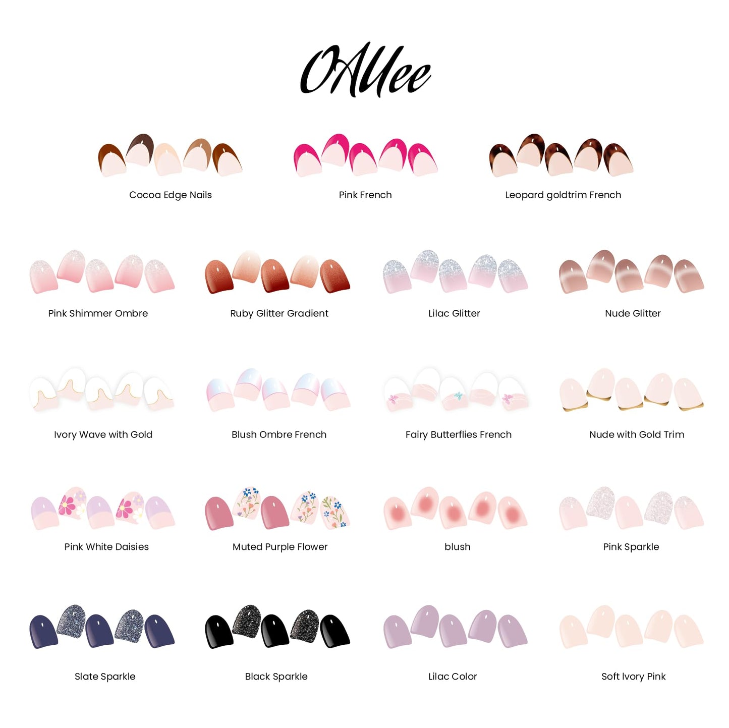 Oauee Semi Cured Gel Nail Strips | Built-In Gel Top Coat | UV Light Required | Salon Quality, Easy Application And Removal (Nude With Gold Trim)