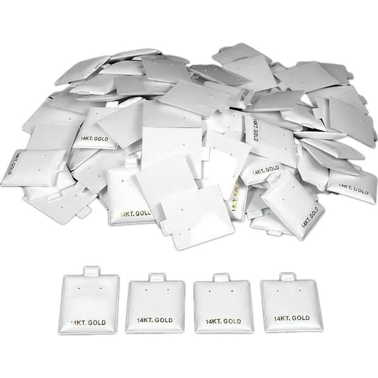 FindingKing 100 14K Gold White Earring Puff Cards Case Display 1.5"