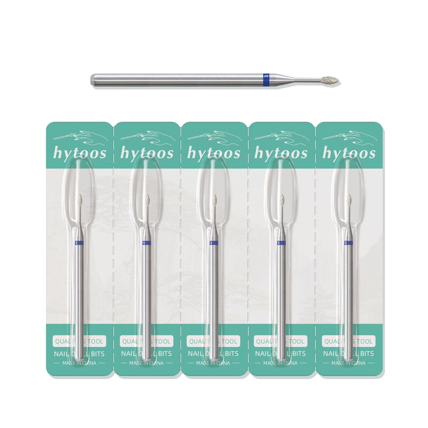 HYTOOS 1mm Mini Flame Cuticle Clean Nail Drill Bit, 5Pcs/Set Russian Diamond Nail Bits Professional Safety Under Nail Cleaner Burr for Cuticle Dead Skin, Electric Nails Drill Accessories, Medium