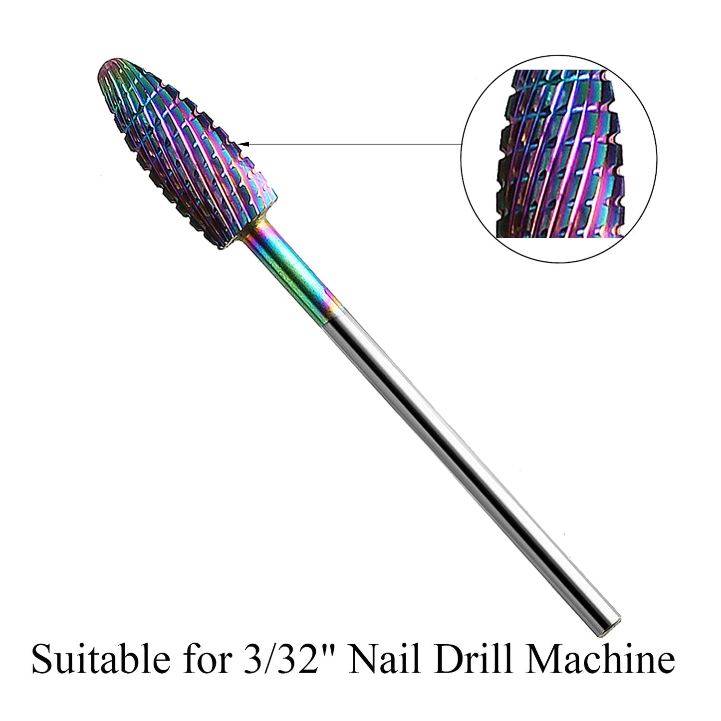 ERUIKA Nail Drill Bits Set, 10Pcs Tungsten Carbide Drill Bits for Nails Remove Acrylic Poly Nail Gel Polish, 3/32" Nail Files for Nail Cutter Cuticle Manicure