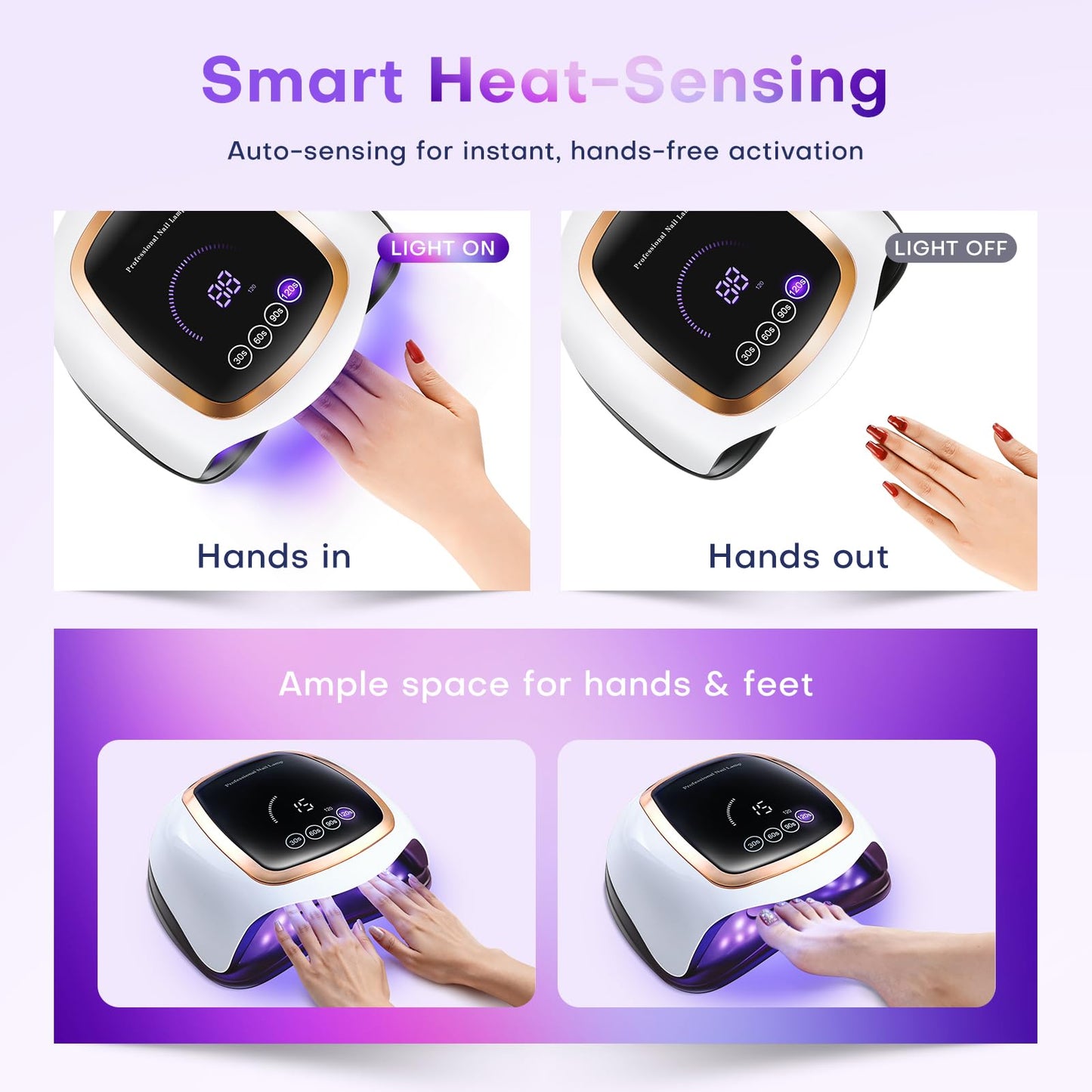 Gugusure UV LED Nail Lamp, Upgrade 180W Nail Dryer for Gel Polish with LCD Display, Auto Sensor and 4 Timer Settings, Professional Curing Lamp Light with 42 Beads for Salon and Home