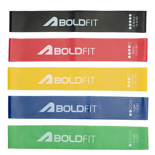 Boldfit Resistance Bands Mini Loop Set for Women & Men – Latex Hip Band for Glutes, Legs & Thigh Workout, Thera Band for Gym, Home Exercise, Stretching & Strength Training, Multicolor