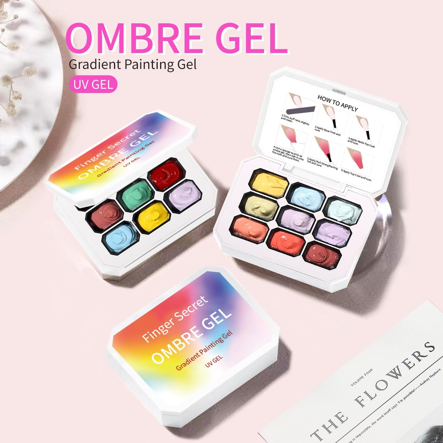 AOBOO Ombre Gel Polish Nail Sponges for Ombre 9 Series Colorful Blush Effect Pat Painting Gradient Blooming gel ombre & pat paint for nails Multistyle French Manicure Nail Art DIY Home (A7, 1)