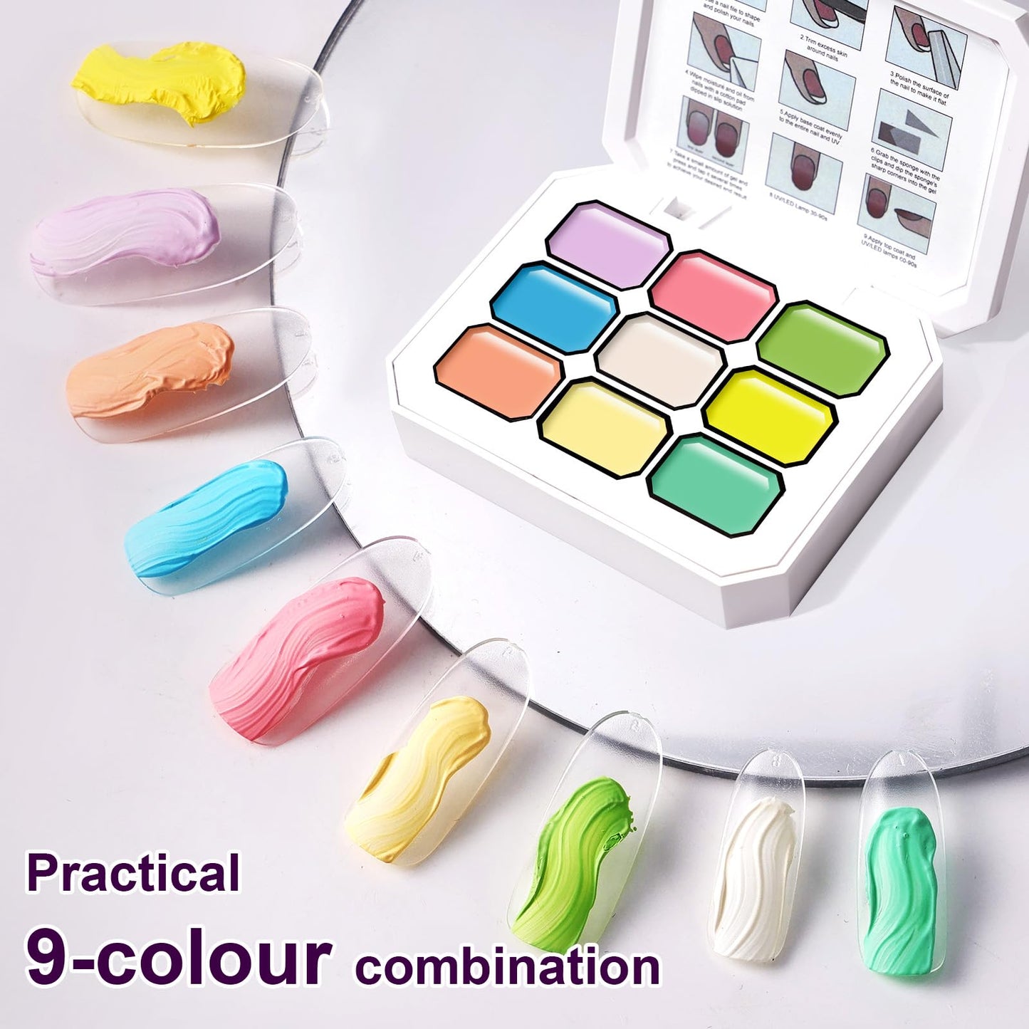 U-Shinein Gradient Painting Gel, 9 Colors Ombre Gel Nail Polish for 3D Nail Sculpting Gel Painting Effect Pigment Pat Nails Aura Nails, French Manicure Long Lasting Home Salon Nail Art Easter Egg