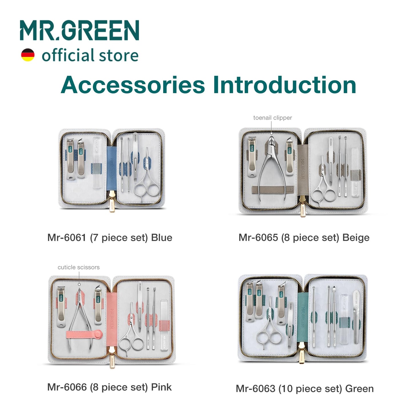 MR.GREEN Fashion Imprint Manicure Sets Professional Nail Clipper Set Personal Care Tool Kits Nial Cutter Gift With Leather Case (Pink(8Pcs Set))