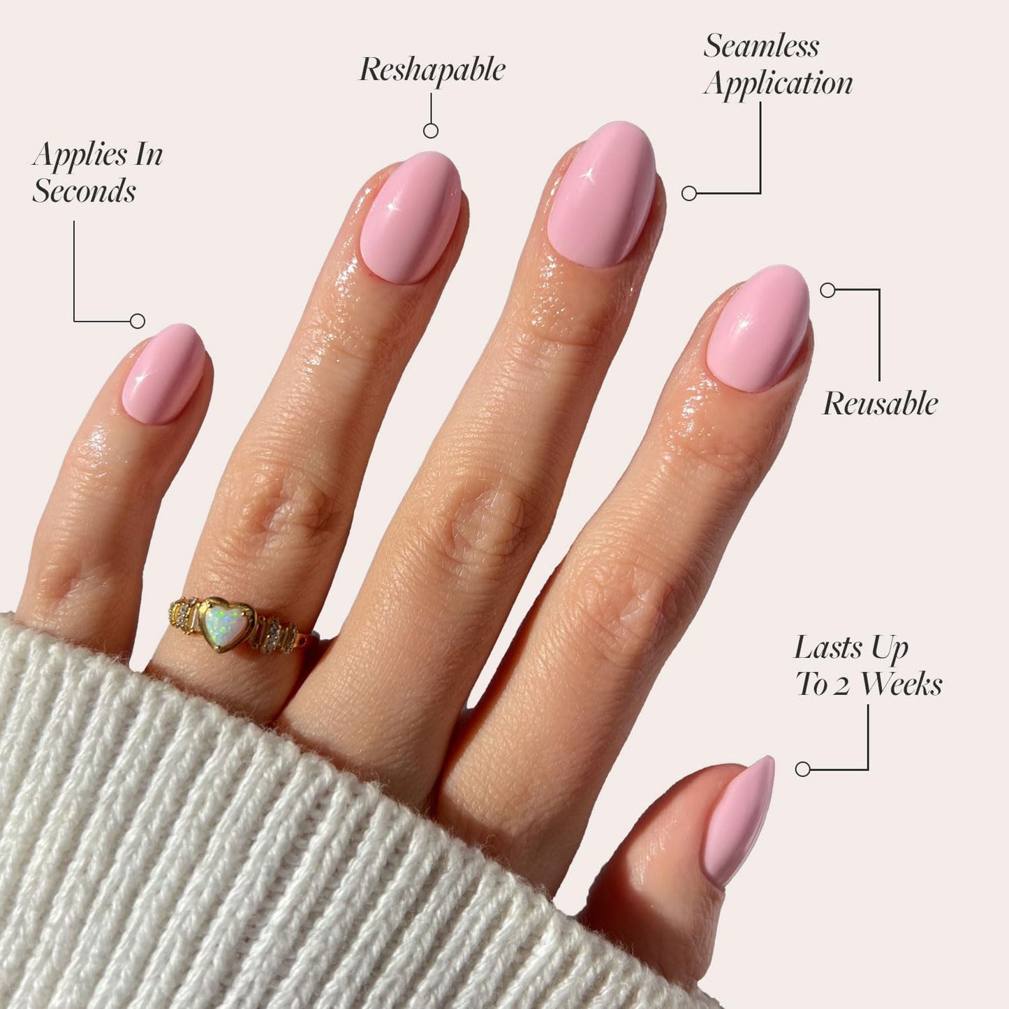 Glamnetic Press-On Nails Bundle - Ash Gray & Think Pink | Opaque Muted Smoke Gray Short Almond False Nails | Light Pastel Pink Short Oval Fake Nails | Reusable, Salon-Quality Nail Kits