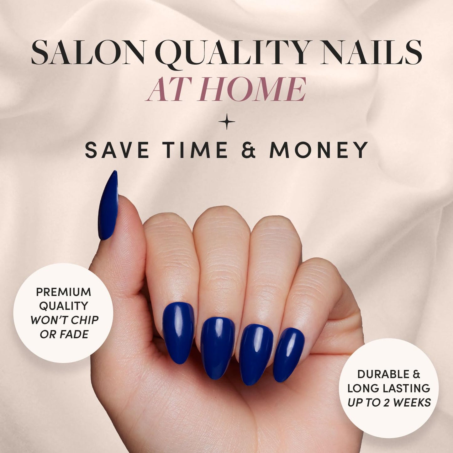 Glamnetic Press-On Nails Bundle - Mint Green, Midnight Blue & Unicorn Tears | Pastel Green Oval Fake Nails | Navy Blue Almond False Nails | Short Oval, Misty-Grey Nails with Metallic Finis