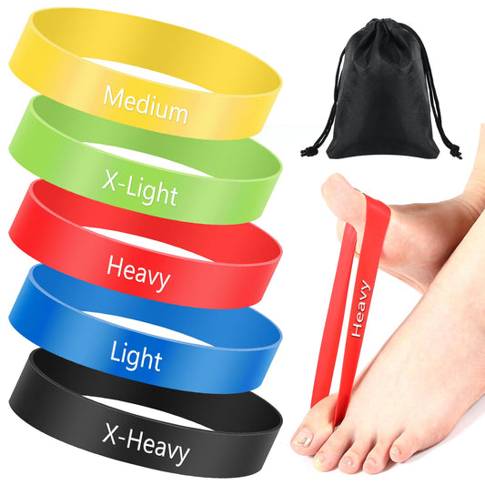 WinnerWhy Set of 5 Toe Stretcher Band Separator Spacer Bunion Correction Hallux Valgus Alignment Foot Stretcher Straightener Resistance Loop Yoga Exercise Foot Care with Carry Bag(Multicolor)