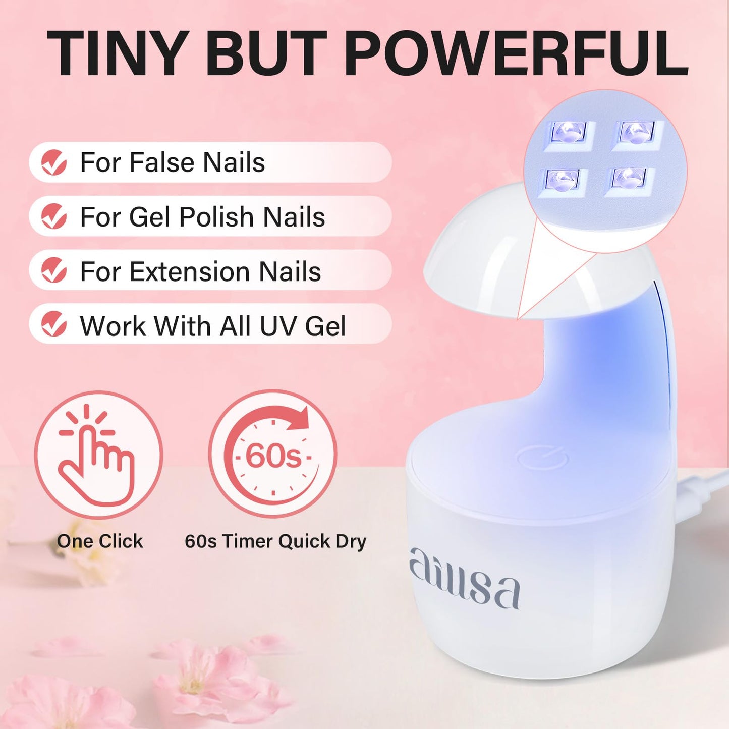 AILLSA Gel Nail Kit Short Coffin Nail Tips 240pcs with 2 In 1 Nail Glue Base Coat and Nail Dehydrator, False Nail Tips Kit with U V Light Top Coat for Beginners DIY Home Salon