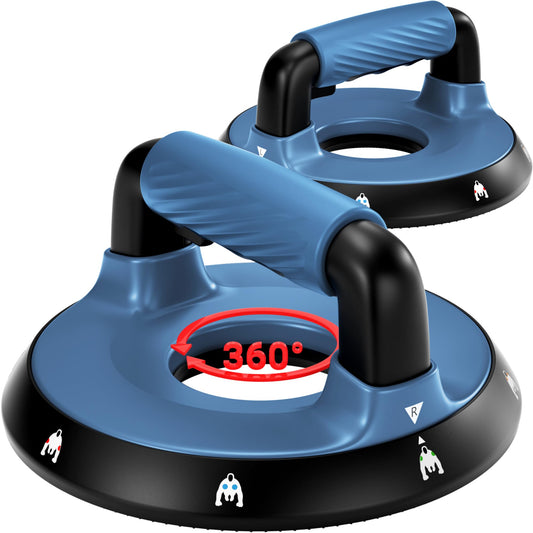 READAEER 360° Rotatable and Positionable Push Up Bars，Rotating Handle Design with Bearings for Smooth, Effortless for a Wider Range of Motion, Handle Rotation, Wide Grips with Non-Slip Rubber Pads for Comfort Exercise(Blue)