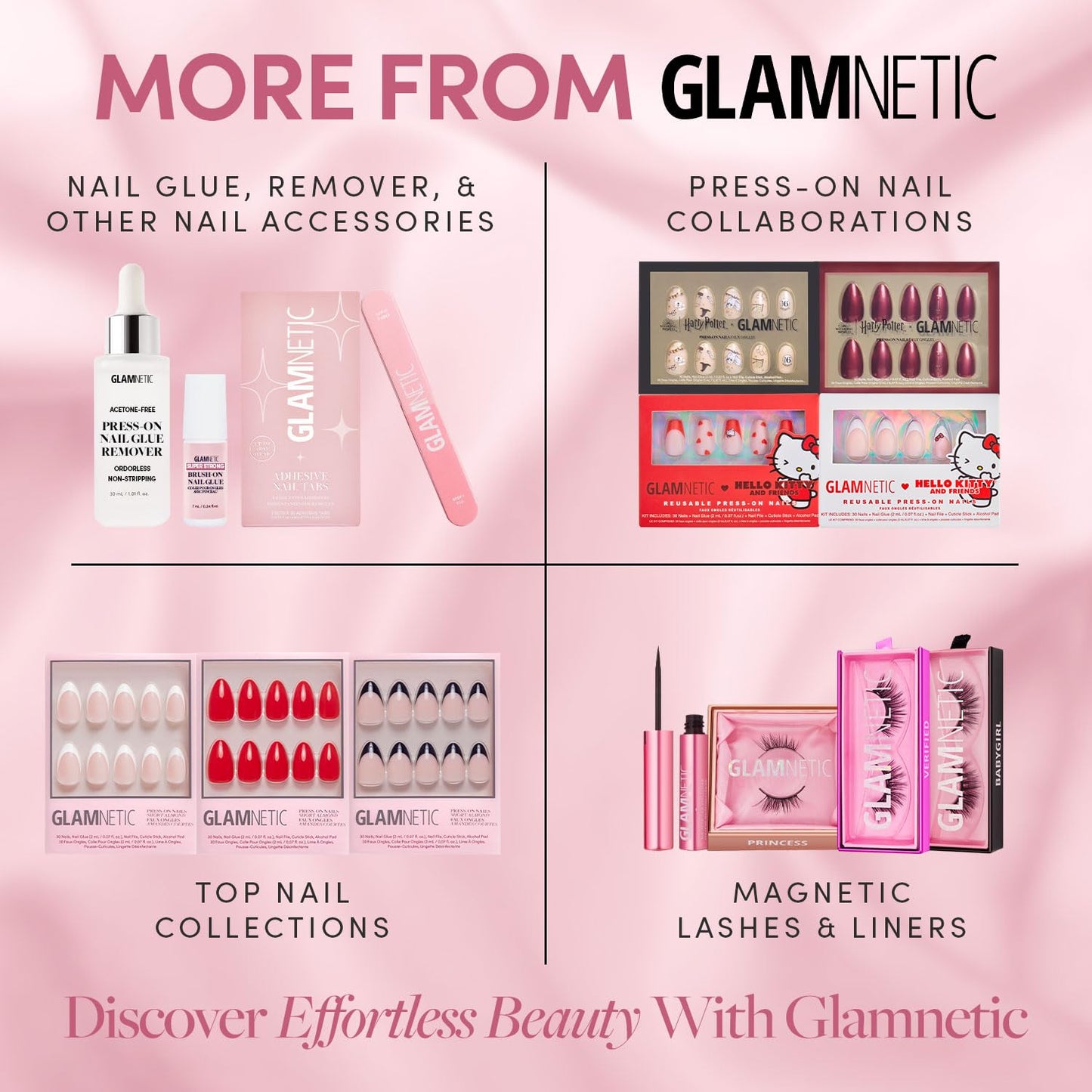 Glamnetic Press-On Nails & Adhesive Nail Tabs - French Pearl | Short Almond French Tip Fake Nails with Pearl Accents | 15 Sizes - 30 Nail Kit with Adhesive Tabs