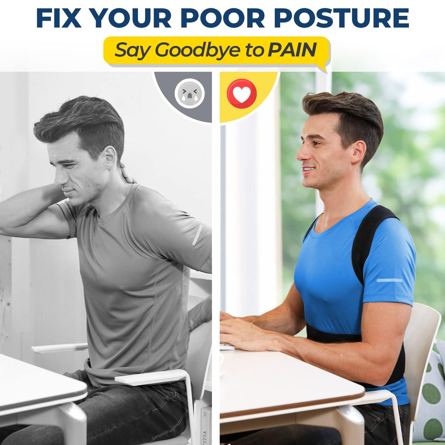 DIANMEI Back Brace Posture Corrector for Women and Men, Back Braces for Upper and Lower Back Pain Relief, Adjustable and Fully Back Support Improve Posture and Lumbar Support(M, 30"-35.5" Waist)