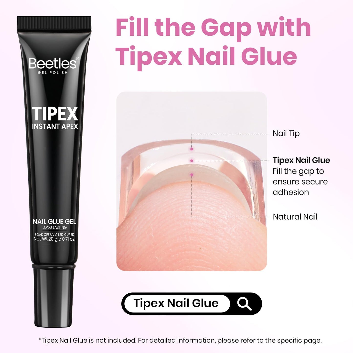 Beetles Tipex Lite Apex Nail Tips,Coffin Short, 512pcs 16 Sizes,Pre-Building Pre-Etched Acrylic Nail Tips for Flat Nails & Natural C-Curves Nail Beds