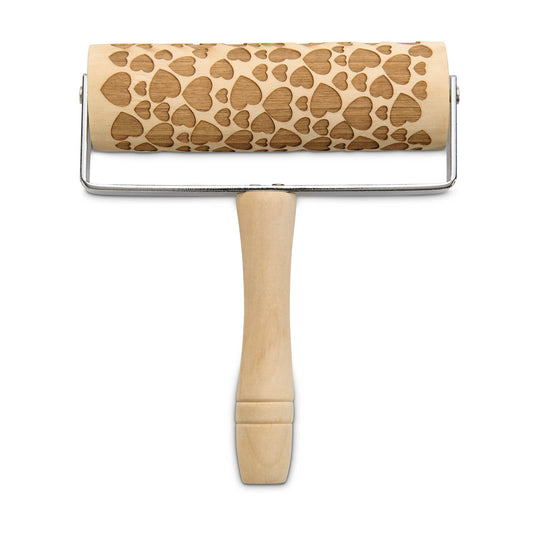 Mrs. Anderson’s Baking Mini Embossing Rolling Pin, Hearts Design, Poplar Wood and Chrome-Plated Iron