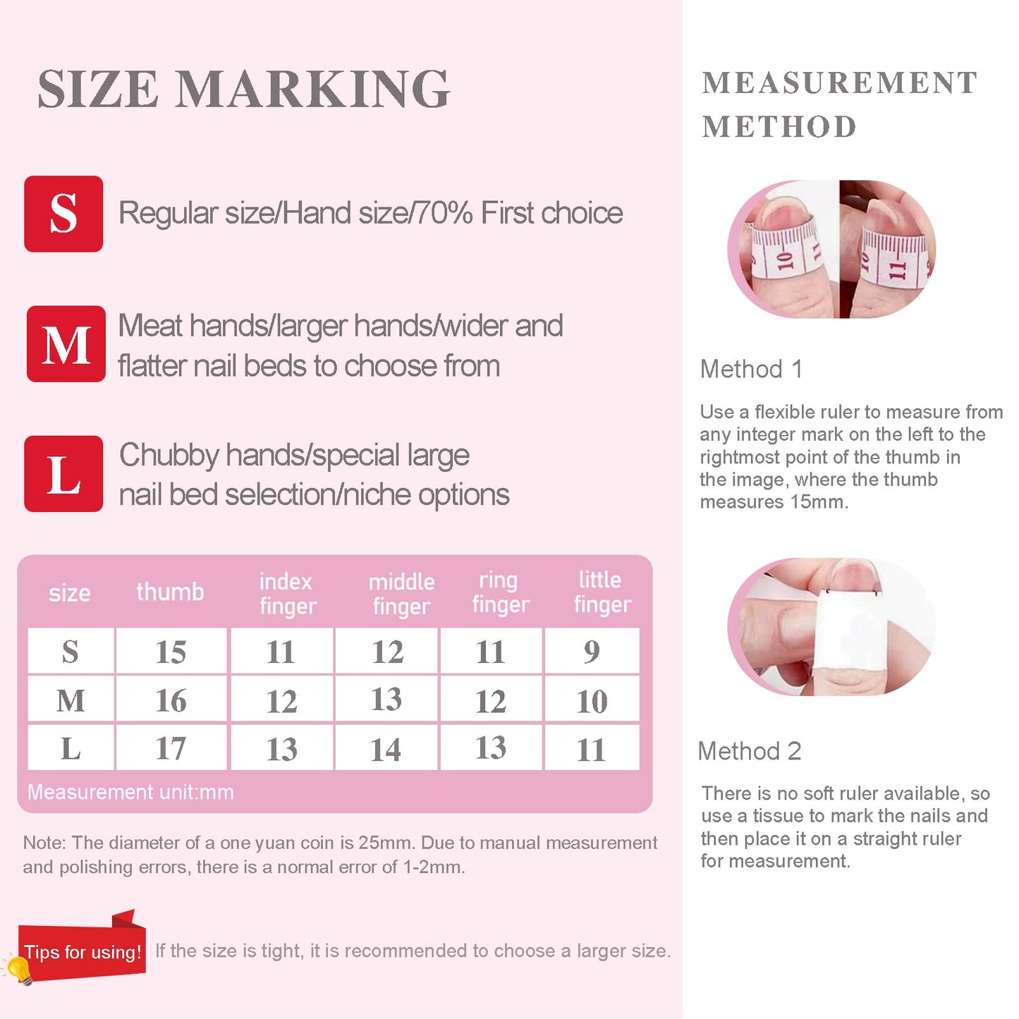CHARMARK Press on Nails Short Square Handmade Gel Manicure, Unique Exquisite for Daily, Party, Bridal Decorations Nail Kit, 10Pcs Reusable Well Made Glue/Stick on Nail (04.pink, L)