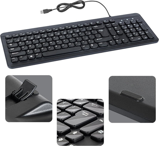 Retail Digitals Wired USB Keyboard | Full-Sized | Ergonomic | Soft Typing | QWERTY Layout | Black