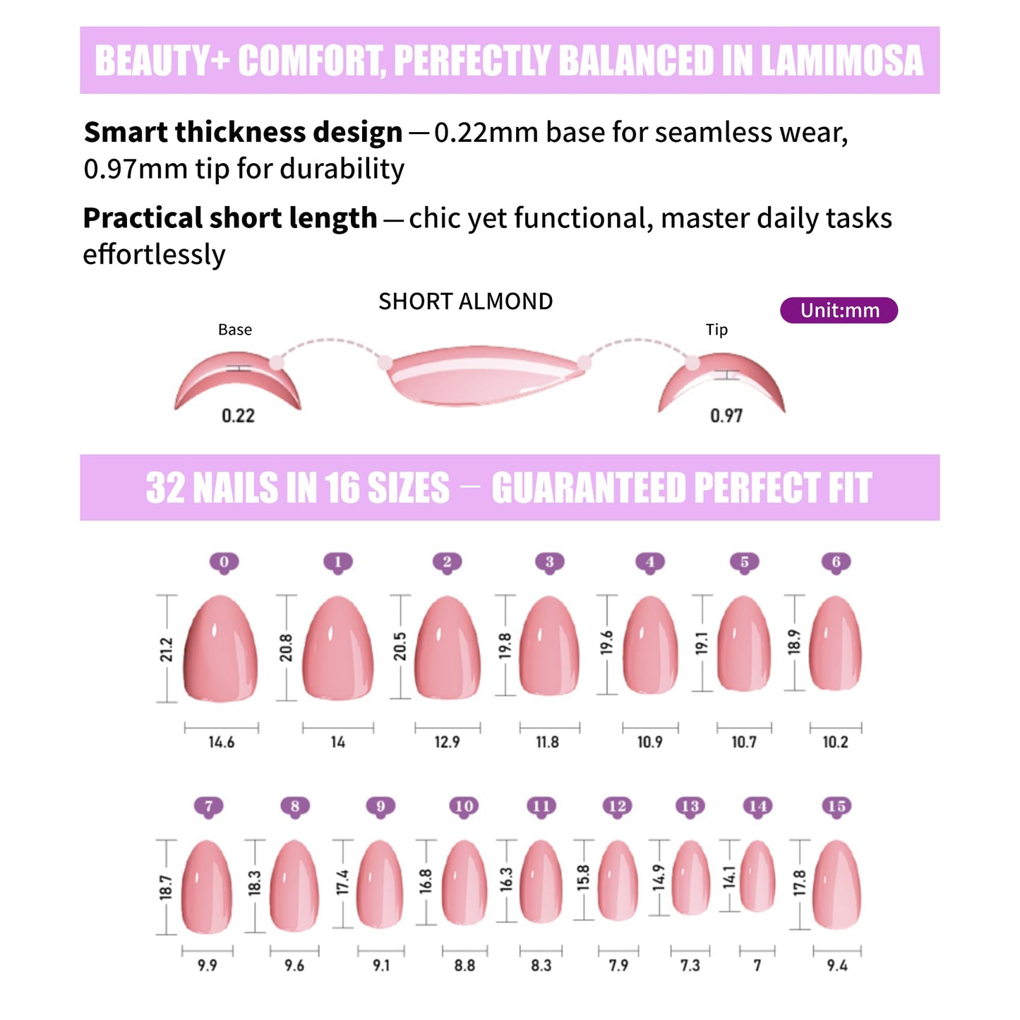 LAMIMOSA 32Pcs Press On Nails Short Almond – Solid Bright Red Fake Nails in 16 Sizes, Soft Gel Glue on Nails, Spring Summer False Nails with Glue, Orange Red Stick On Nails, CHILLI