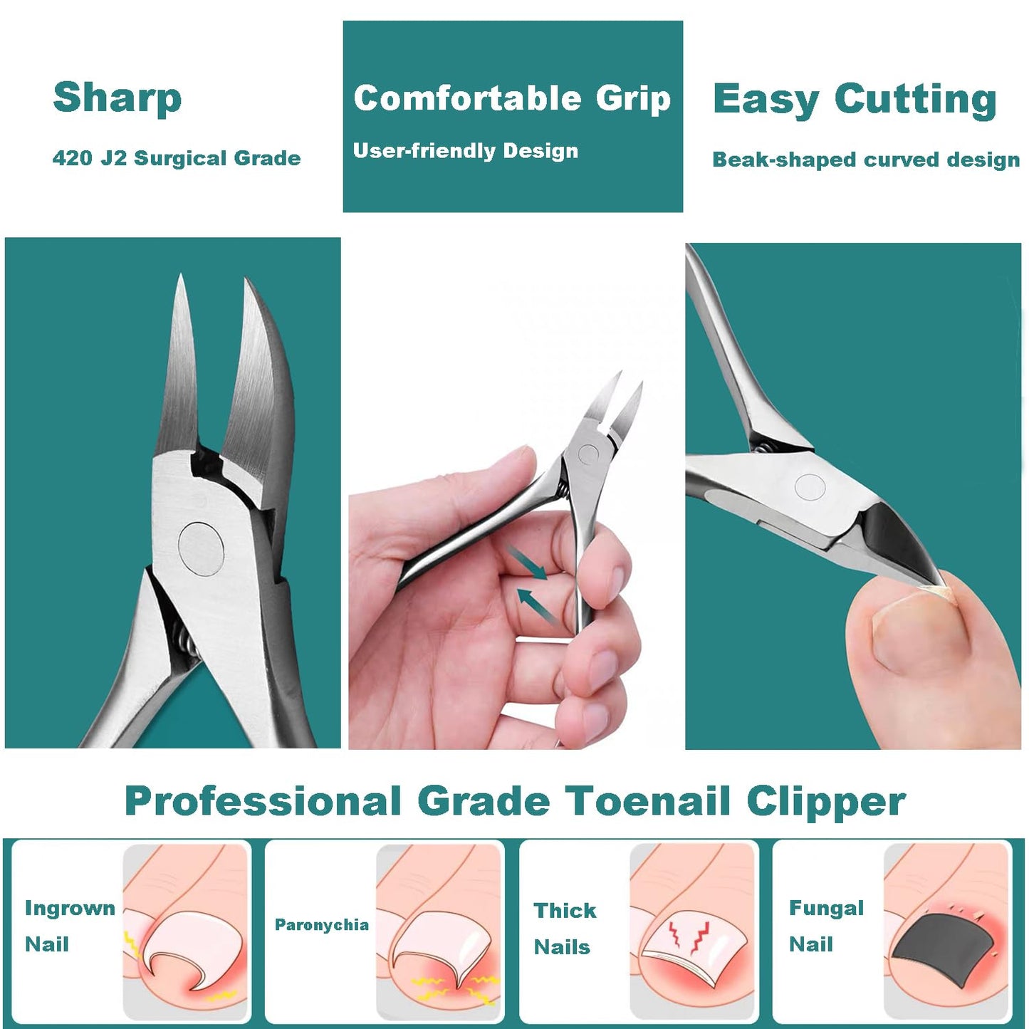 Pedicure Tools for Feet,Ingrown Toenail Treatment,Ingrown Toenail Removal Kit,Pedicure Set,Toenail Grooming Kit,Top Notch Foot Blade, Super Sharp Toenail Clippers(8 Pcs Leather Case)