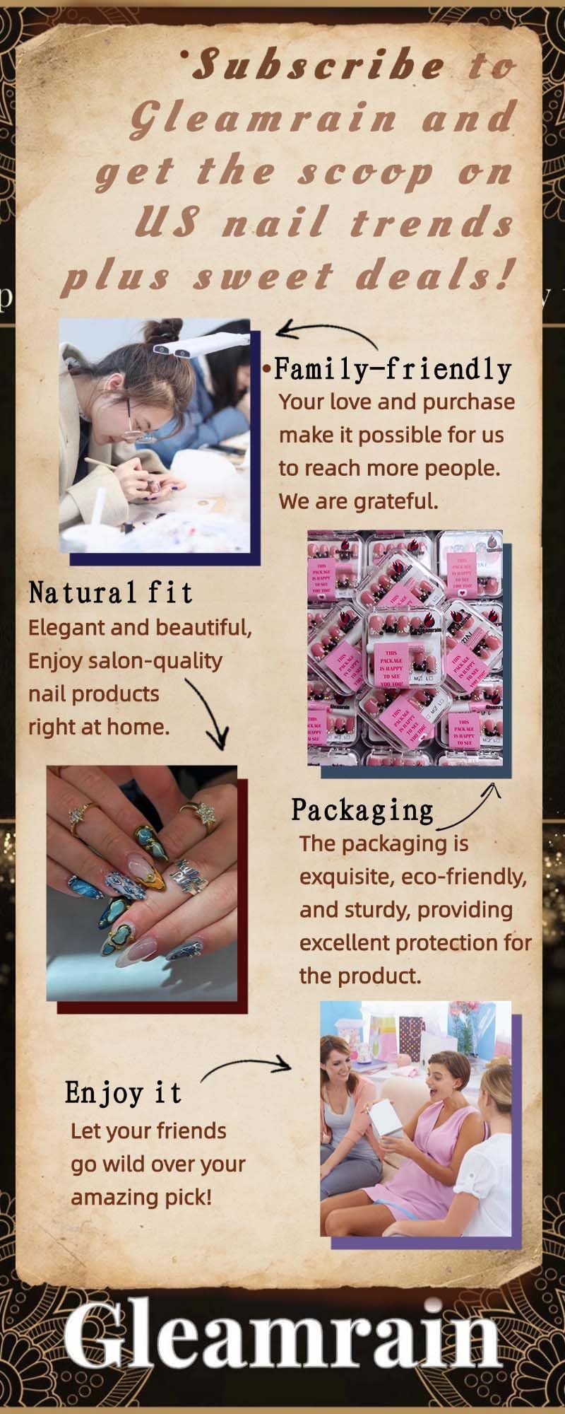 Gleamrain Almond Handmade Press on Nails Medium Length Professional Nail Art Nude Fake Nails with Flower and Polka Dots Design French Tip Cute Glue Ons for Women and Girls Spring Pattern 21