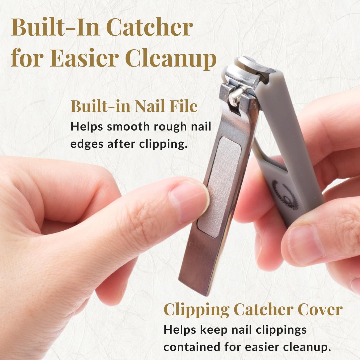 Wablade Japanese Nail Clippers, 2.8 Inch, Made in Seki Japan, Curved Carbon Steel Blade, Built-in Catcher & Nail File, Clean Controlled Trimming for Fingernails & Toenails (Black)