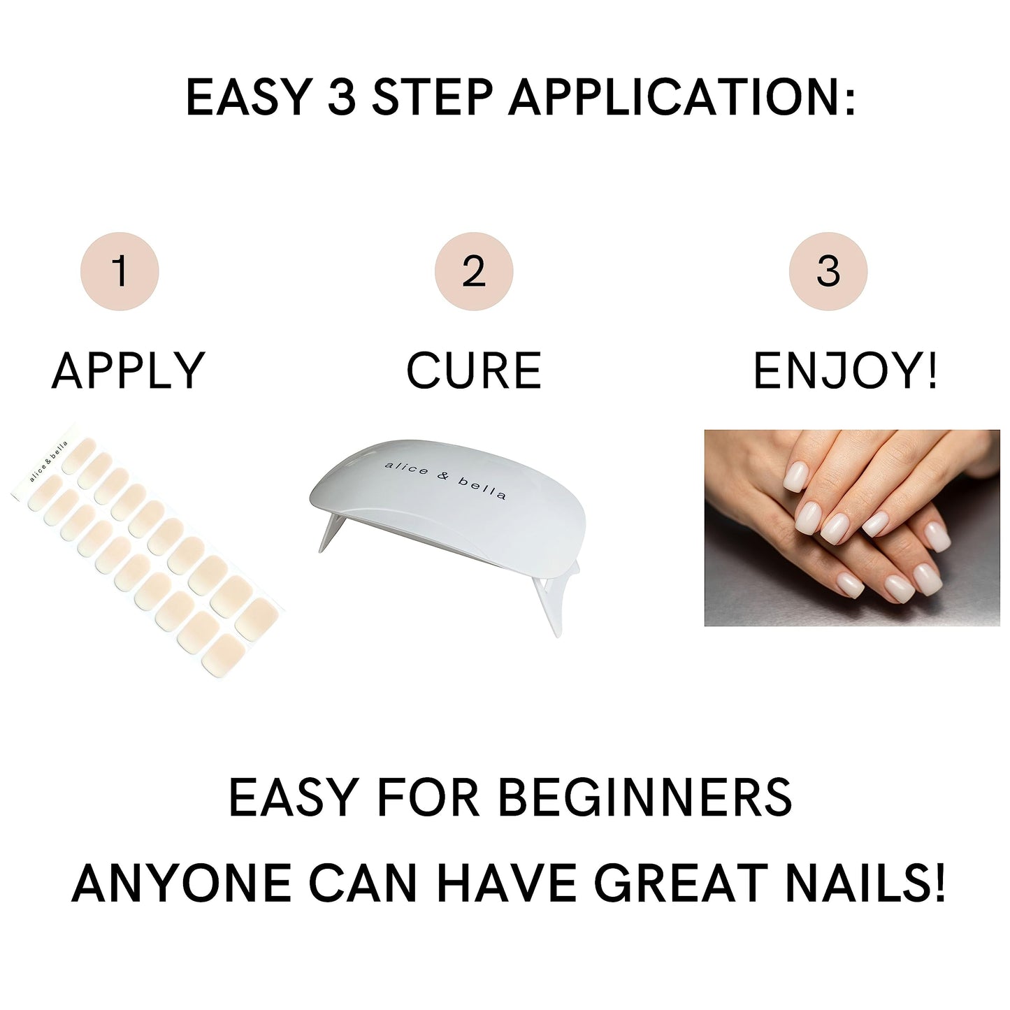 Alice & Bella Milky White Manicure (25pcs) + Pedicure (32 pcs) Bundle Set- Milky White Classy Slightly Translucent Nude Neutral Lip Gloss Mani & Pedi for Any Occasion -Semi Cured Gel Nails Kit