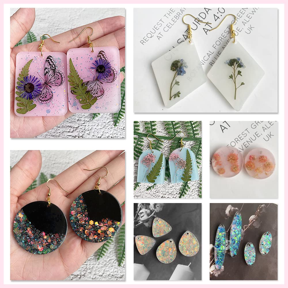 ResinWorld Earrings Molds with Varieties of Shapes and Sizes, 171Pcs Resin Jewelry Making Kit, Stud Dangle Drop Earrings Resin Molds with Hole