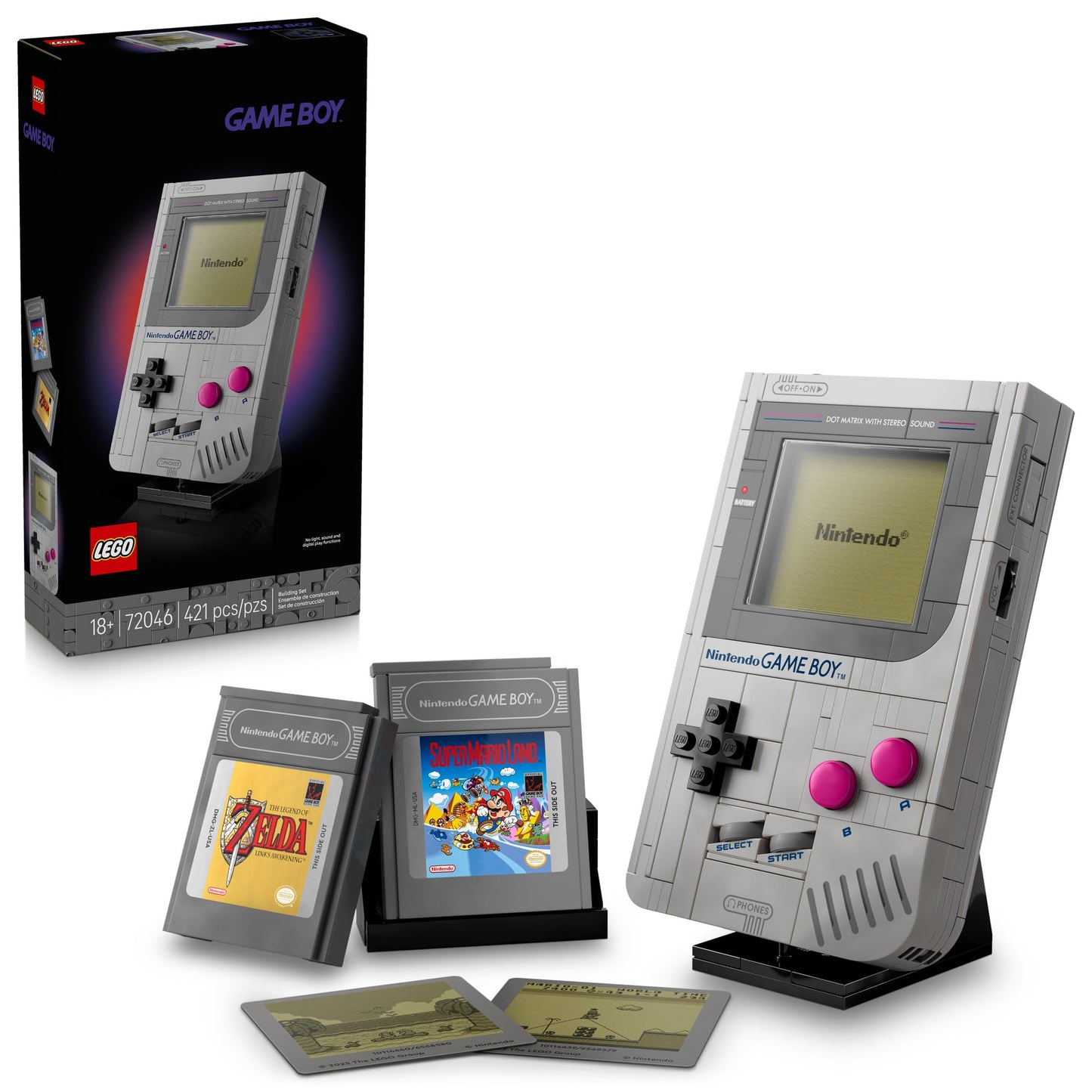 LEGO Super Mario Game Boy - Retro Building Sets for Adults, Ages 18+ - Gifts for Birthdays - Collectible Model with Game Paks and Display Stand - 72046