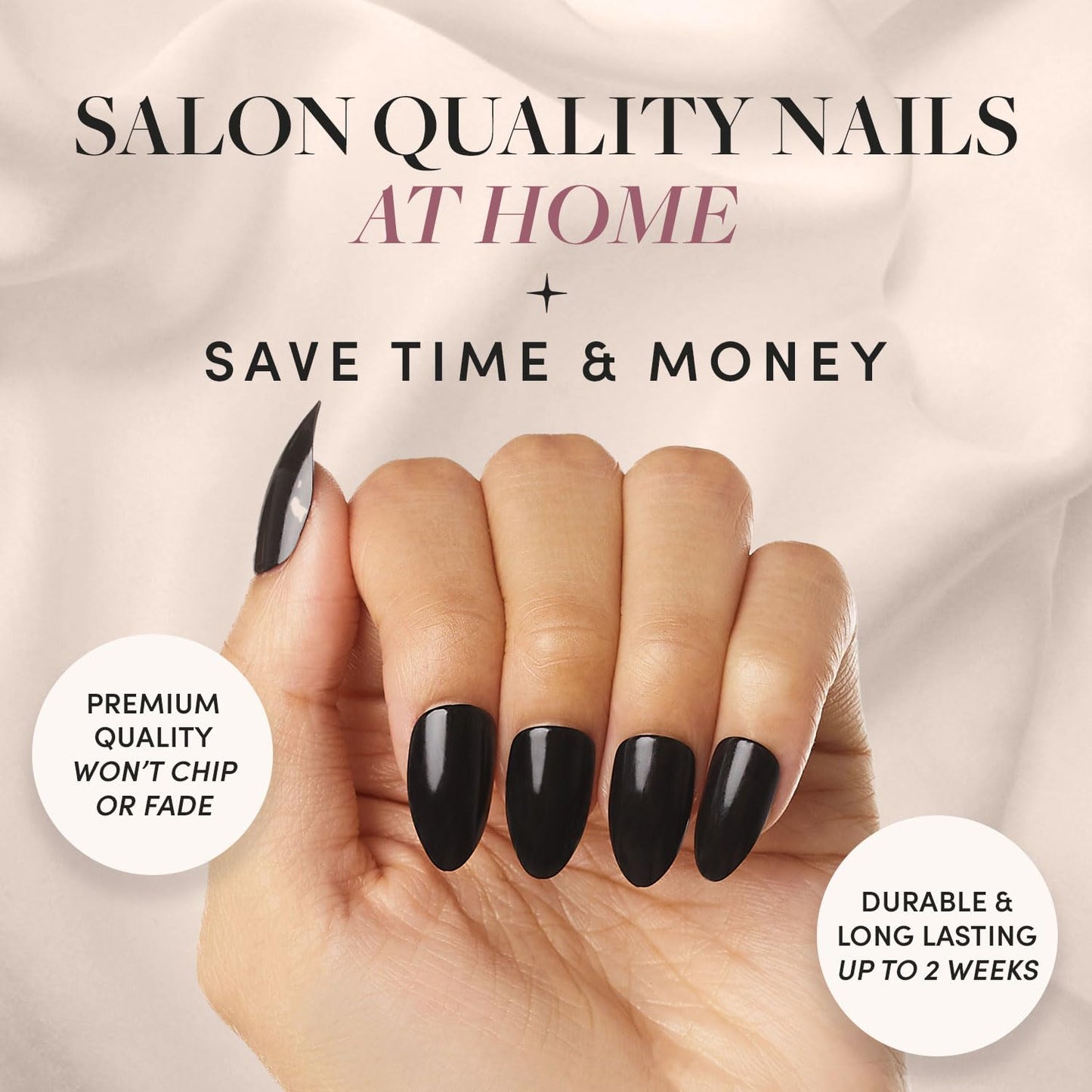 Glamnetic Press-On Nails Bundle - Emerarld Green, Boba & Fairy Dust | Opaque Deep Green Almond False Nails | Opaque Black Almond Fake Nails | Oval Beige-Pink Nails