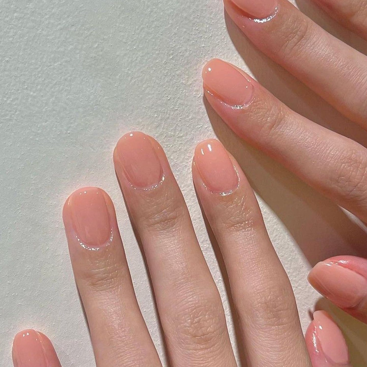 GLAMERMAID Nude Pink Press On Nails Short Almond, Handmade Jelly Soft Gel Nails Round Oval Fake Nails, Jelly Soft Gel Fake Nails Round Squoval, Extra Short Square Natural Nude Pink False Nails Tips