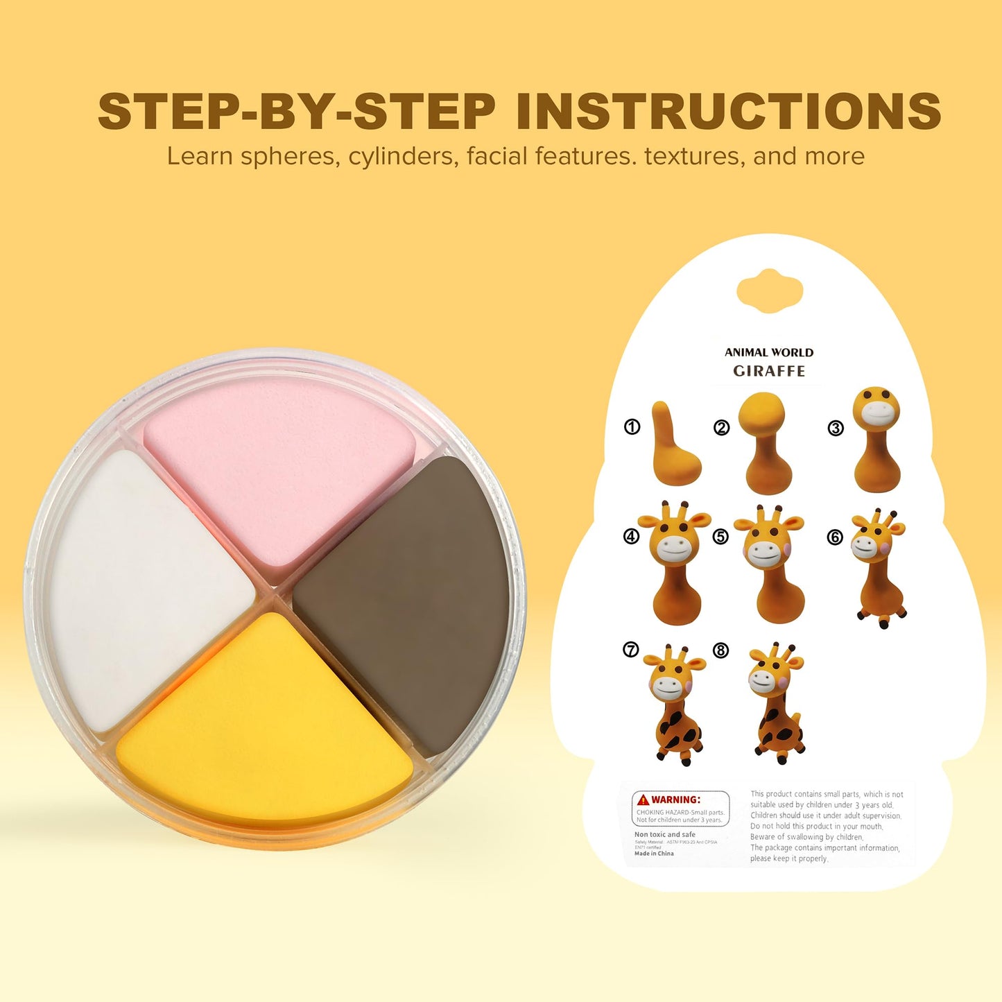 Air Dry Clay Kit - Animal Theme, Modeling Clay for Kids, DIY Model Magic Clay with Sculpting Tools and Tutorials, 12 Boxes Molding Clay, Ultra Light, Soft & Non-Sticky, Arts and Crafts Gift for Kids
