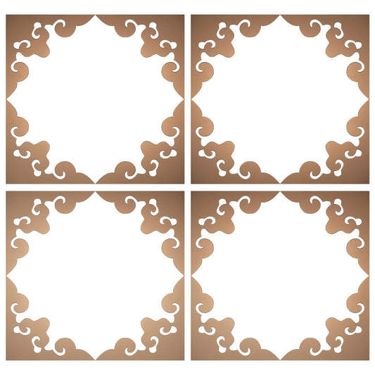uxcell 16 Pcs Hollow Mirror Wall Stickers, Acrylic Corner Decorative Pattern Decals Self Adhesive Mirror Stickers for Bathroom Living Room Bedroom Ceiling Office (Brown, 4x4)