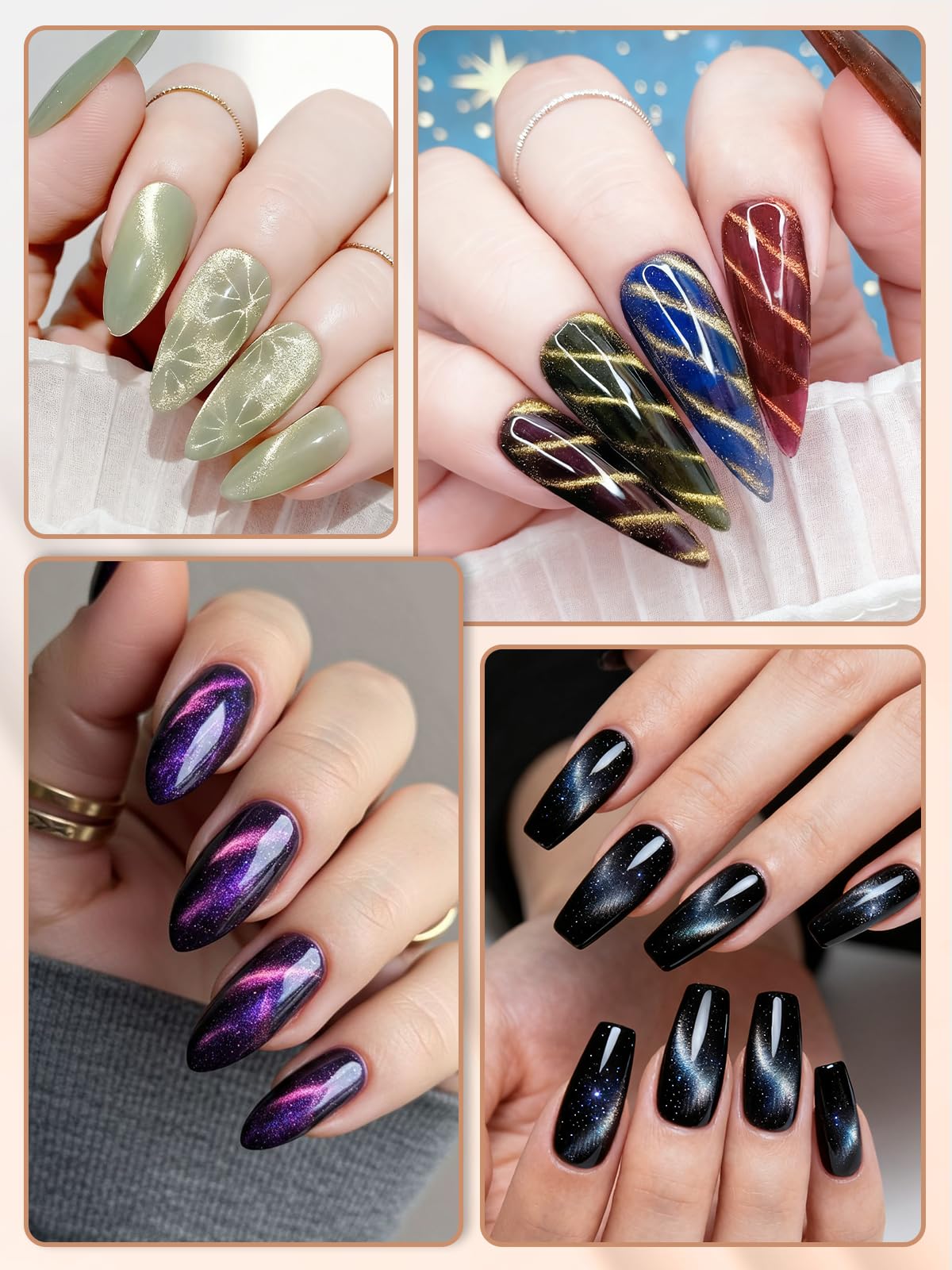EBANKU Cat Eye Nail Magnet Set, 28PCS Cat Eye Gel Nail Polish Magnet for Nails, 3 IN 1 Heart Magnets for Cat Eye Gel Polish, Cat Eye Magnets Sticks French Nail Design Tools Nail Art Accessories