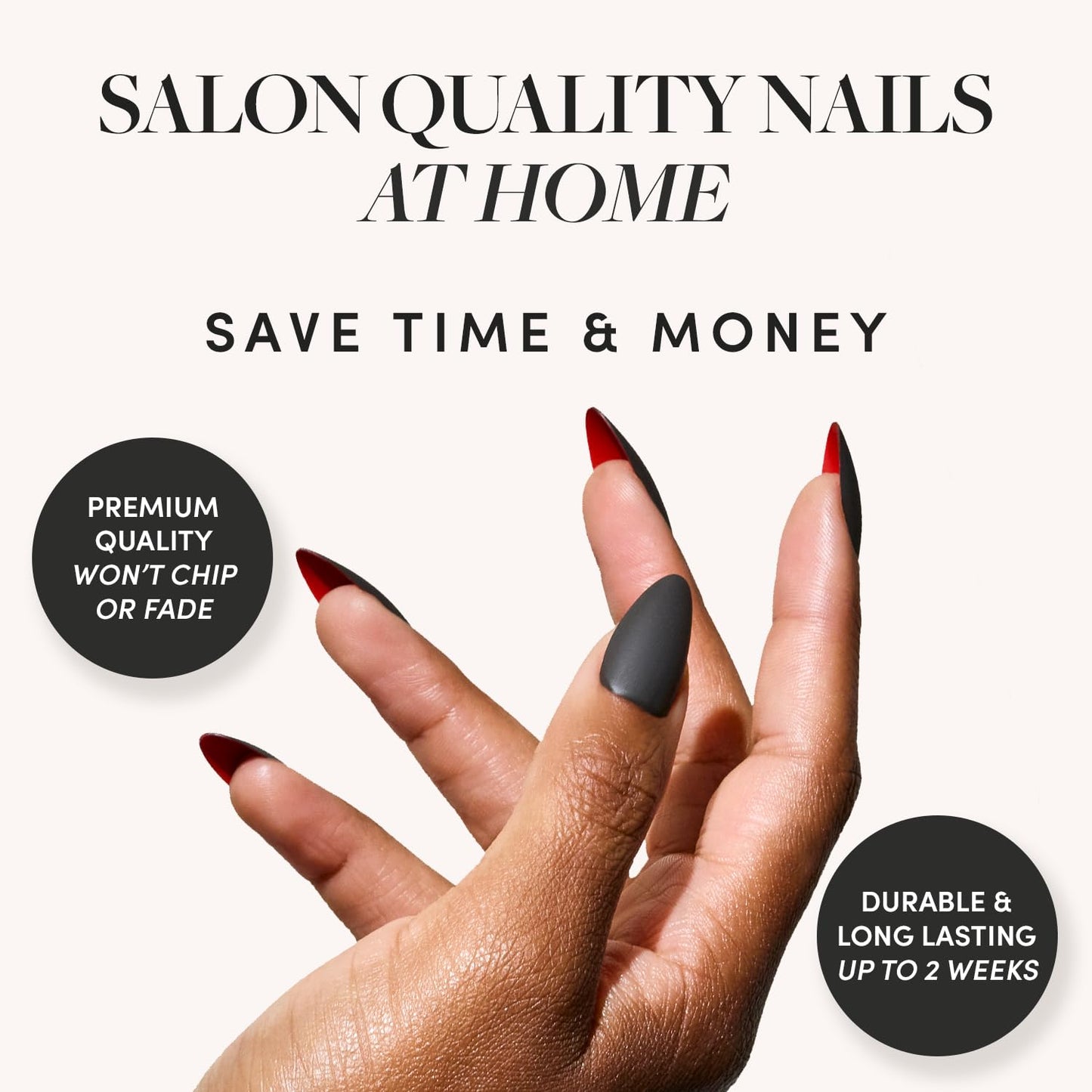 Glamnetic Press-On Nails Bundle - Burgundy Chrome, Cherry Mocha & Red Bottom | Short Almond Fake Nails with a Metallic Chrome Finish | Dark Red Medium Square Fake Nails with a Glossy Finish | Red Acce