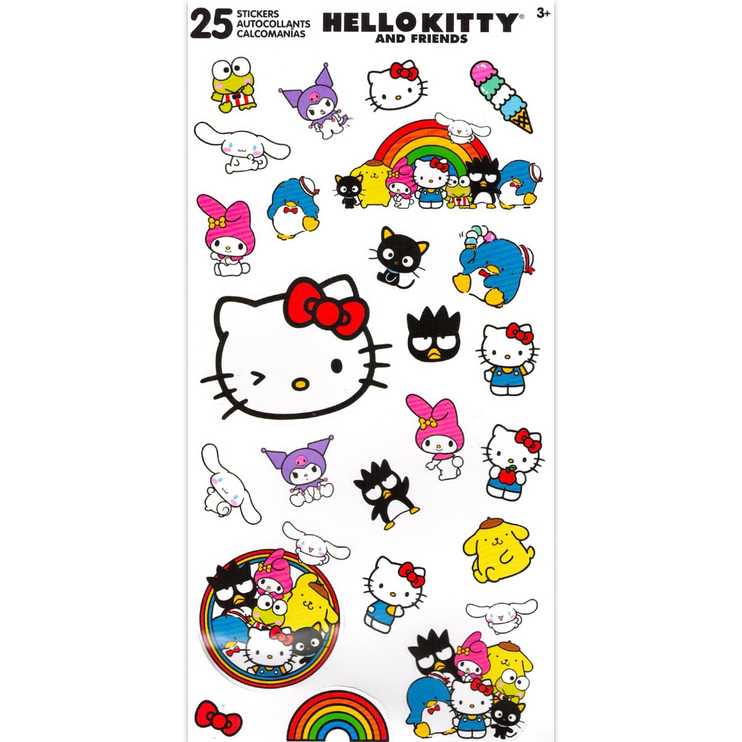 Hello Kitty and Friends Press-On Nails for Kids - Bundle with 18 Pairs of Sanrio Stick-On Nails Featuring My Melody, Kuromi, Keroppi, Plus Stickers, More | Hello Kitty Nail Kit for Girls