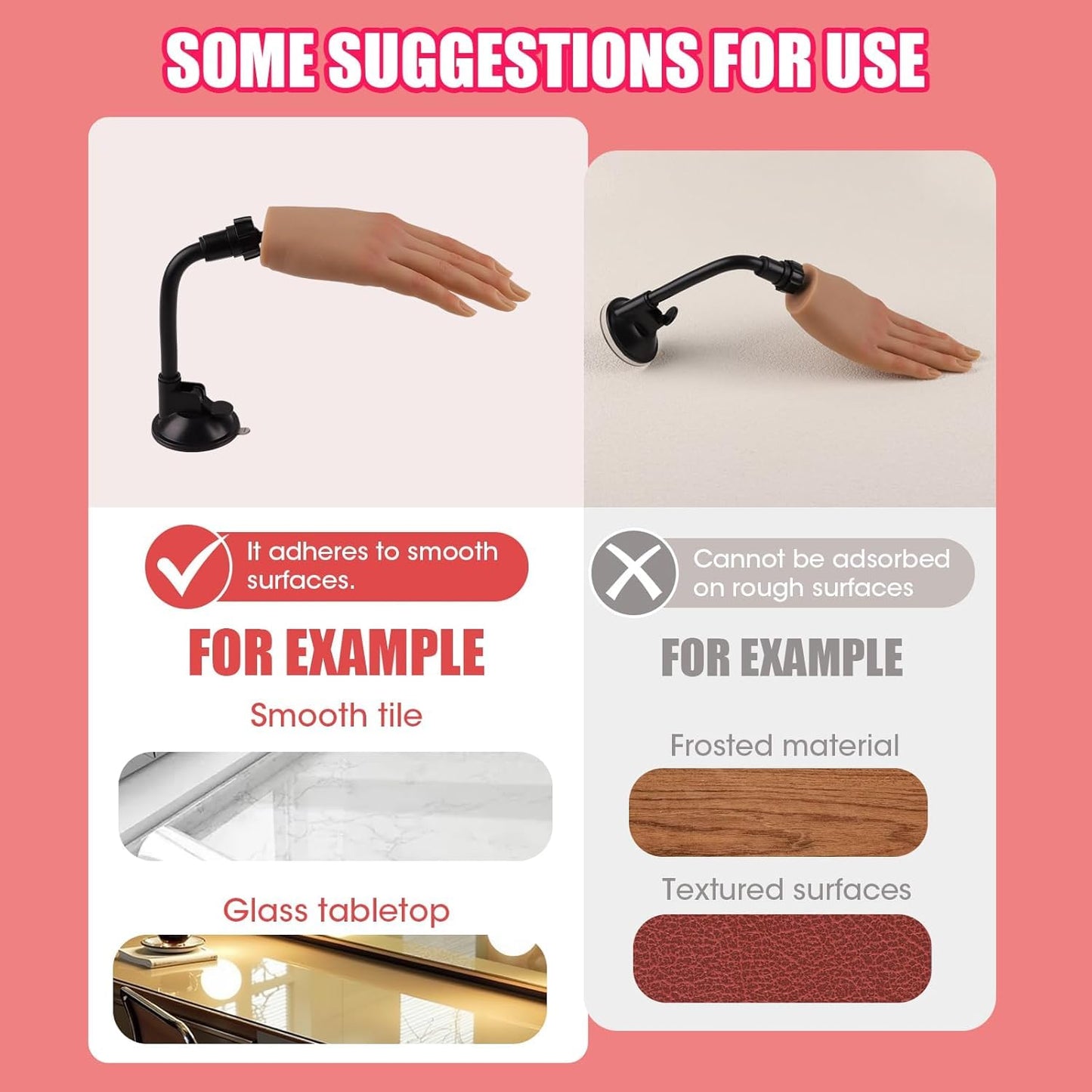 Practice Hand for Acrylic Nails with Stand Bracket, Silicone Fake Hands to Practice Fake Nails Mannequin Hand for Nails Practice and Nail Art Single Left Hand Color 6#