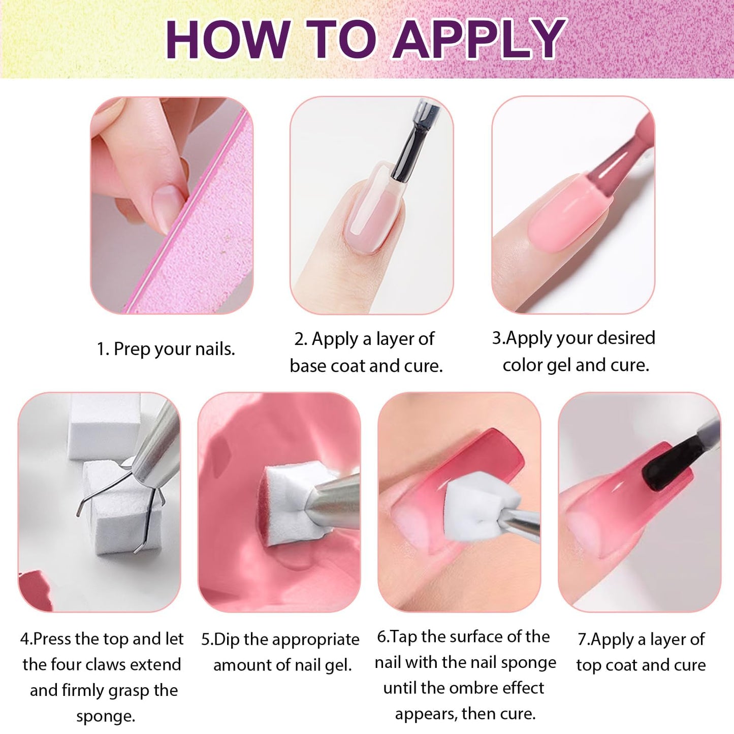 U-Shinein Gradient Painting Gel, 9 Colors Ombre Gel Nail Polish with 100Pcs Nail Sponges &Tweezers Sponging for Pigment Pat Aura Nails, French Manicure DIY Nail Art Ancient City