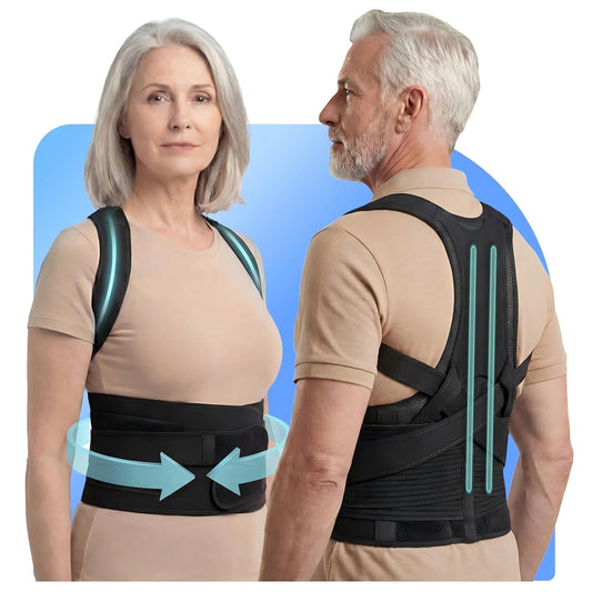New for 2026 – Posture Corrector for Seniors Women & Men, Advanced Full Back Brace Support for Upper & Lower Back, Spine & Neck Alignment, Reinforced Wide Dual-Layer Waist Support Belt with Shoulder Straightener and Back-Opening Support, Breathable for Da