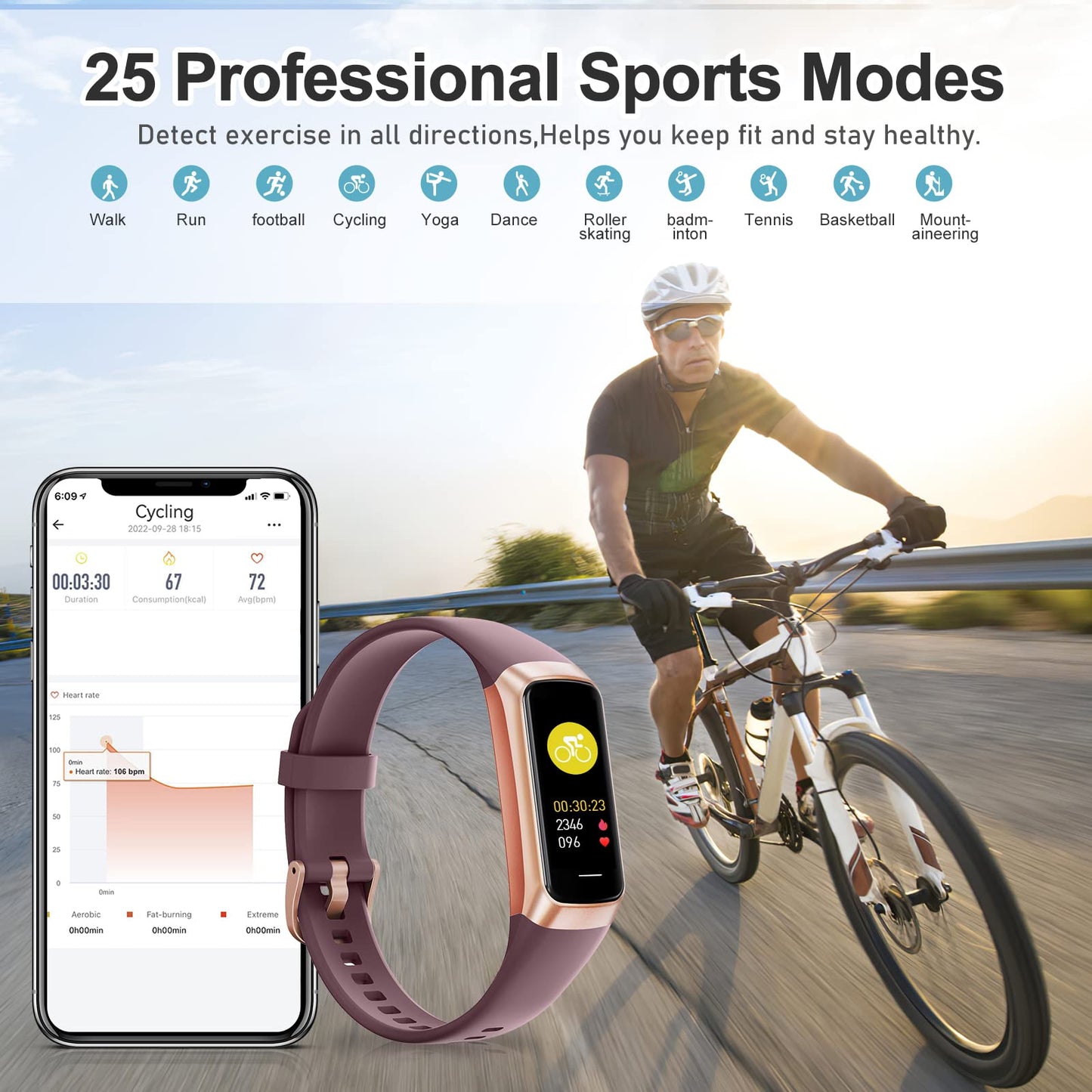 Zeacool Fitness Tracker with 24/7 Heart Rate, Blood Oxygen Blood Pressure Sleep Monitor, Activity Trackers 5 ATM Waterproof,Step Calorie Counter Pedometer Health Smart Watch for Women Men Bordeaux