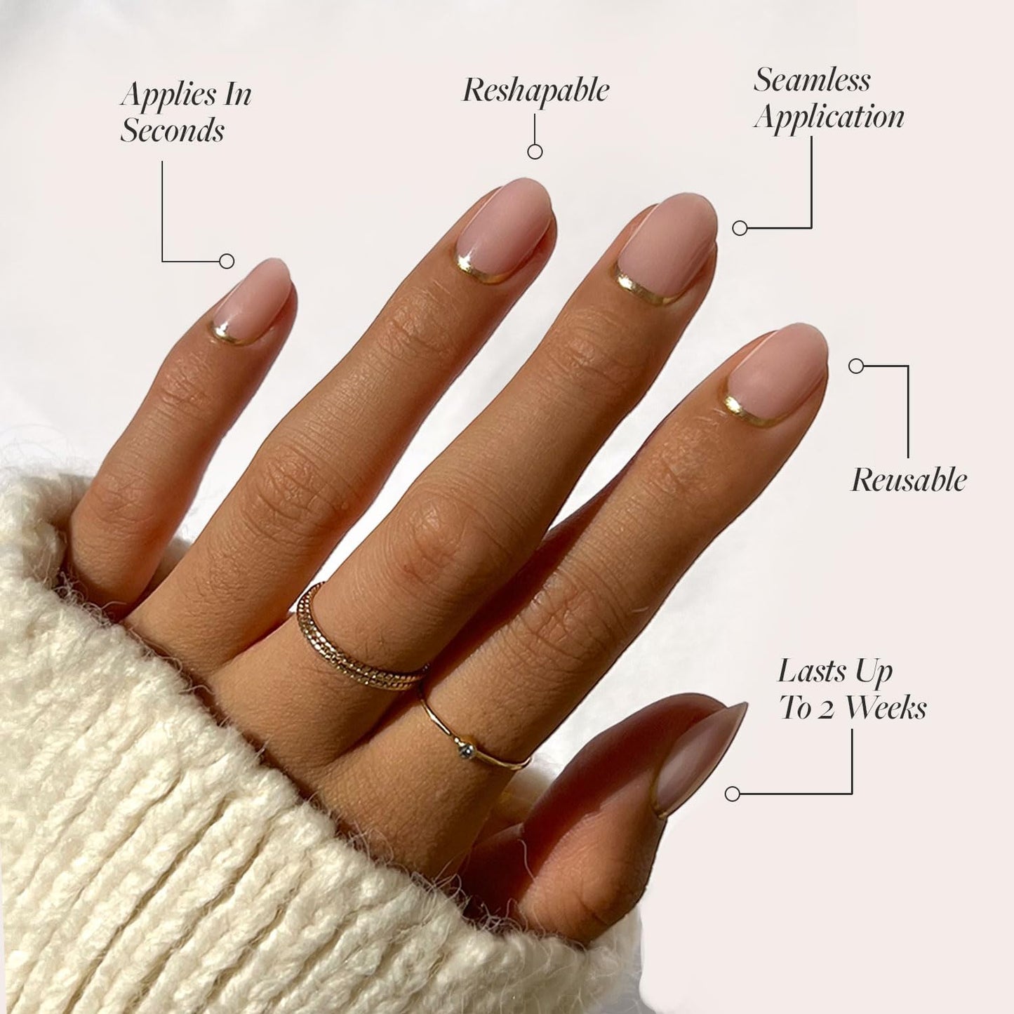 Glamnetic Press-On Nails Bundle - Red Blossom & Goal Digger | Short Oval Fake Nails with Floral Accents | Natural Short Round False Nails with Gold Foil | Reusable, Salon-Quality Nail Kits